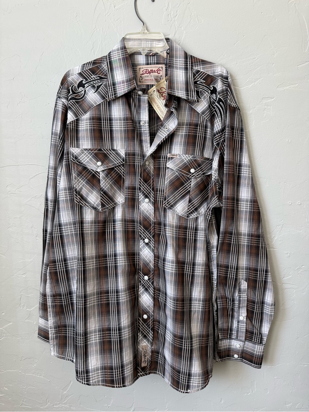 Rafter C Cowboy Collection Pearl Snap Long Sleeve Western Shirt Mens Size XL NWT